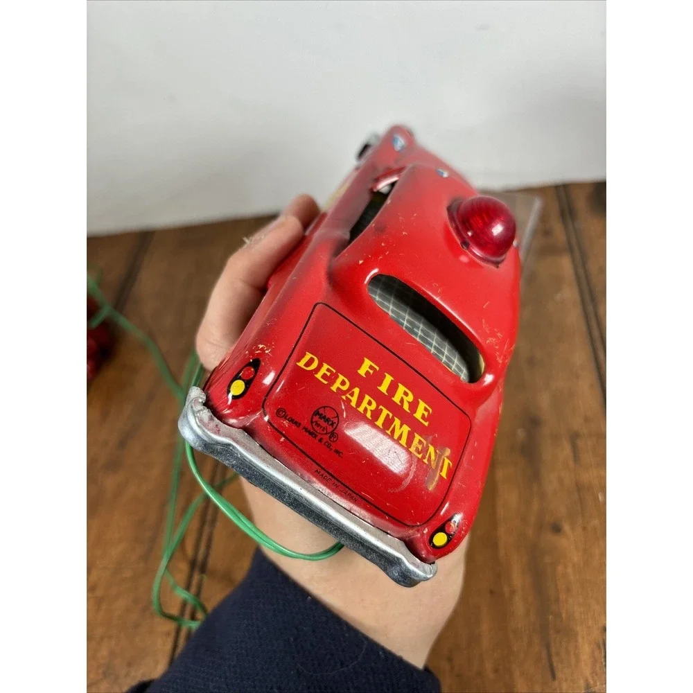 Vintage MARX Battery Operated Fire Chief TIN CAR Lot Of‎ 2 PARTS ONLY Repair